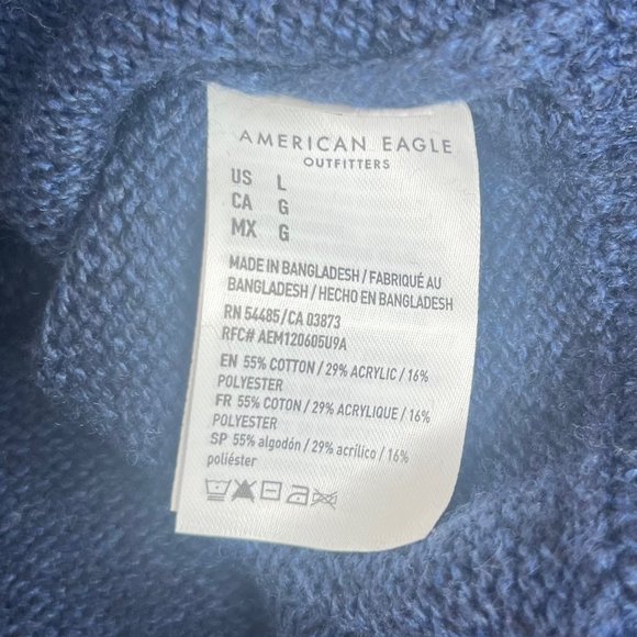 American Eagle Mens Hooded Sweater Geometric Pattern Blue Size Large New - Picture 7 of 9